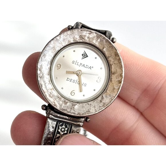 Silpada Designs Sterling T1749 Hand Wrought Vintage Wristwatch - 28mm - WORKS! - Picture 1 of 14